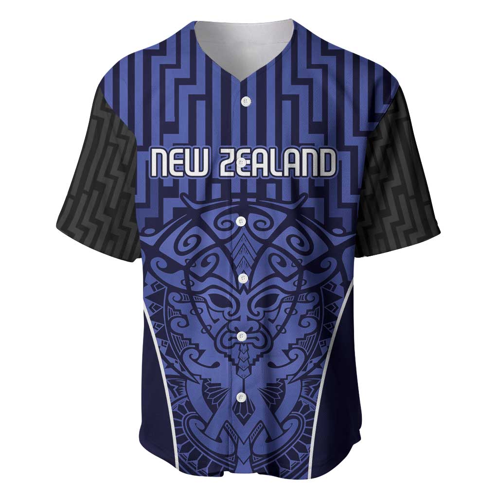 Custom Basketball New Zealand Baseball Jersey Blue Maori Ta Moko Indigenous - Polynesian Pride
