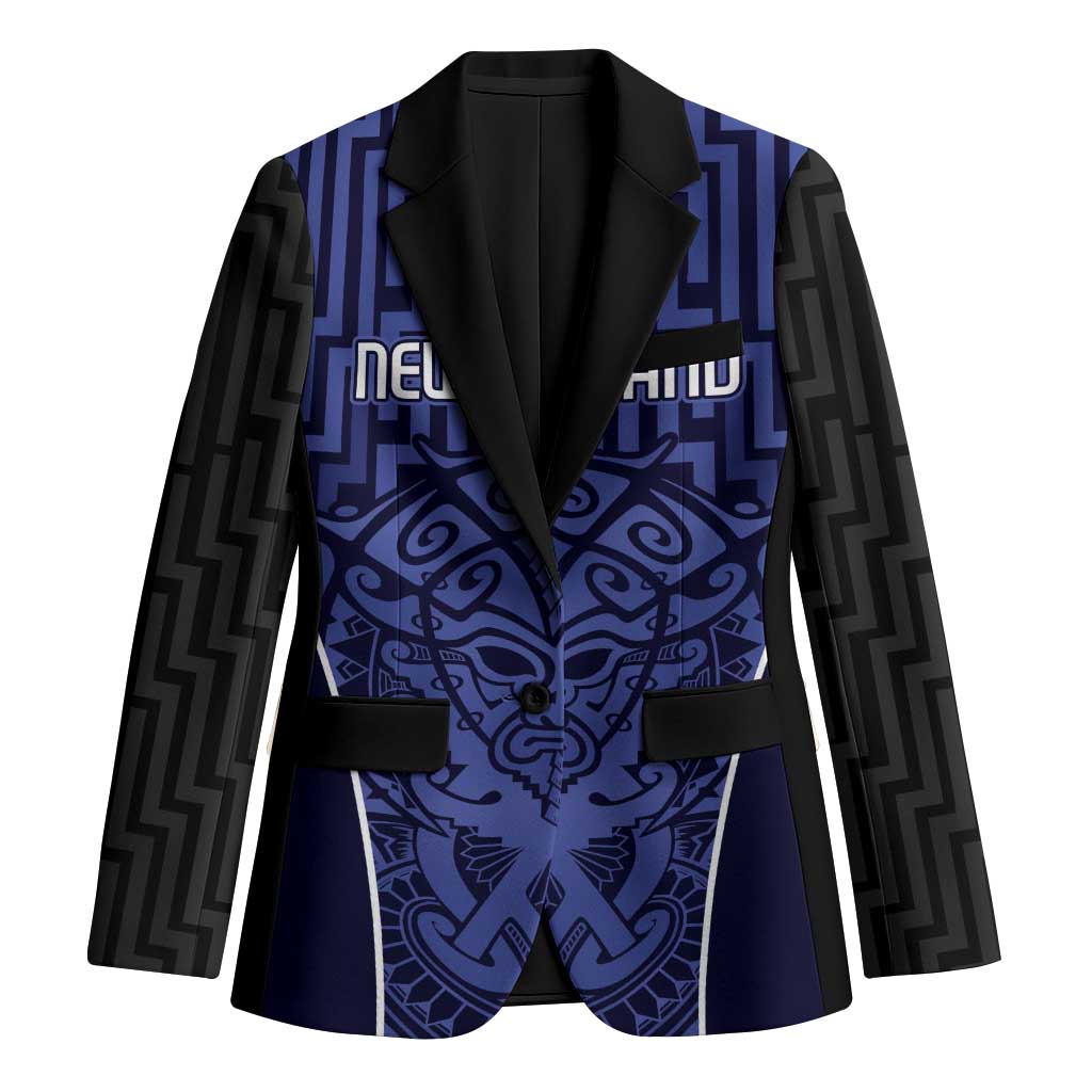 Custom Basketball New Zealand Blazer Blue Maori Ta Moko Indigenous - Polynesian Pride