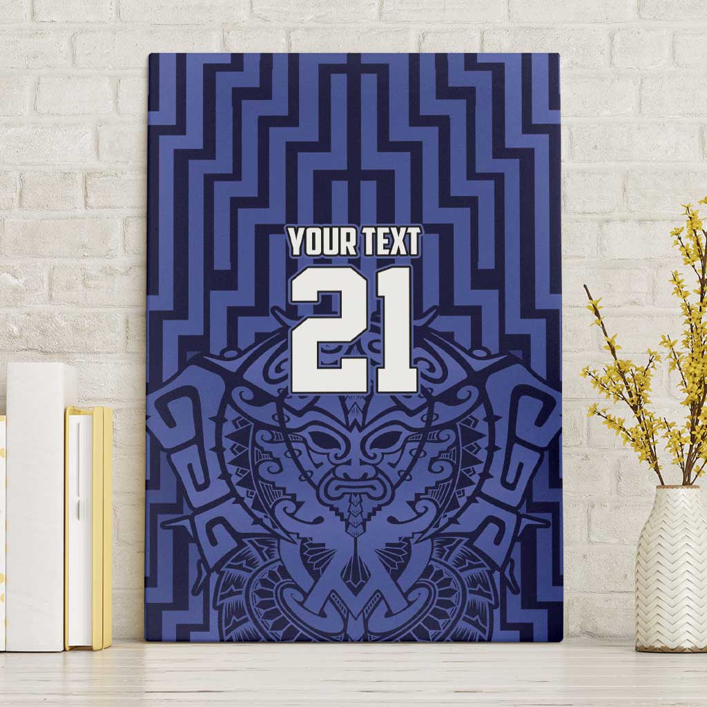 Custom Basketball New Zealand Canvas Wall Art Blue Maori Ta Moko Indigenous LT9 Without Frame Blue - Polynesian Pride