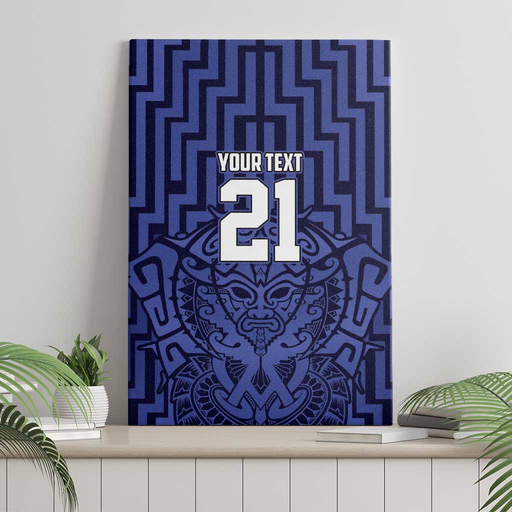Custom Basketball New Zealand Canvas Wall Art Blue Maori Ta Moko Indigenous LT9 - Polynesian Pride