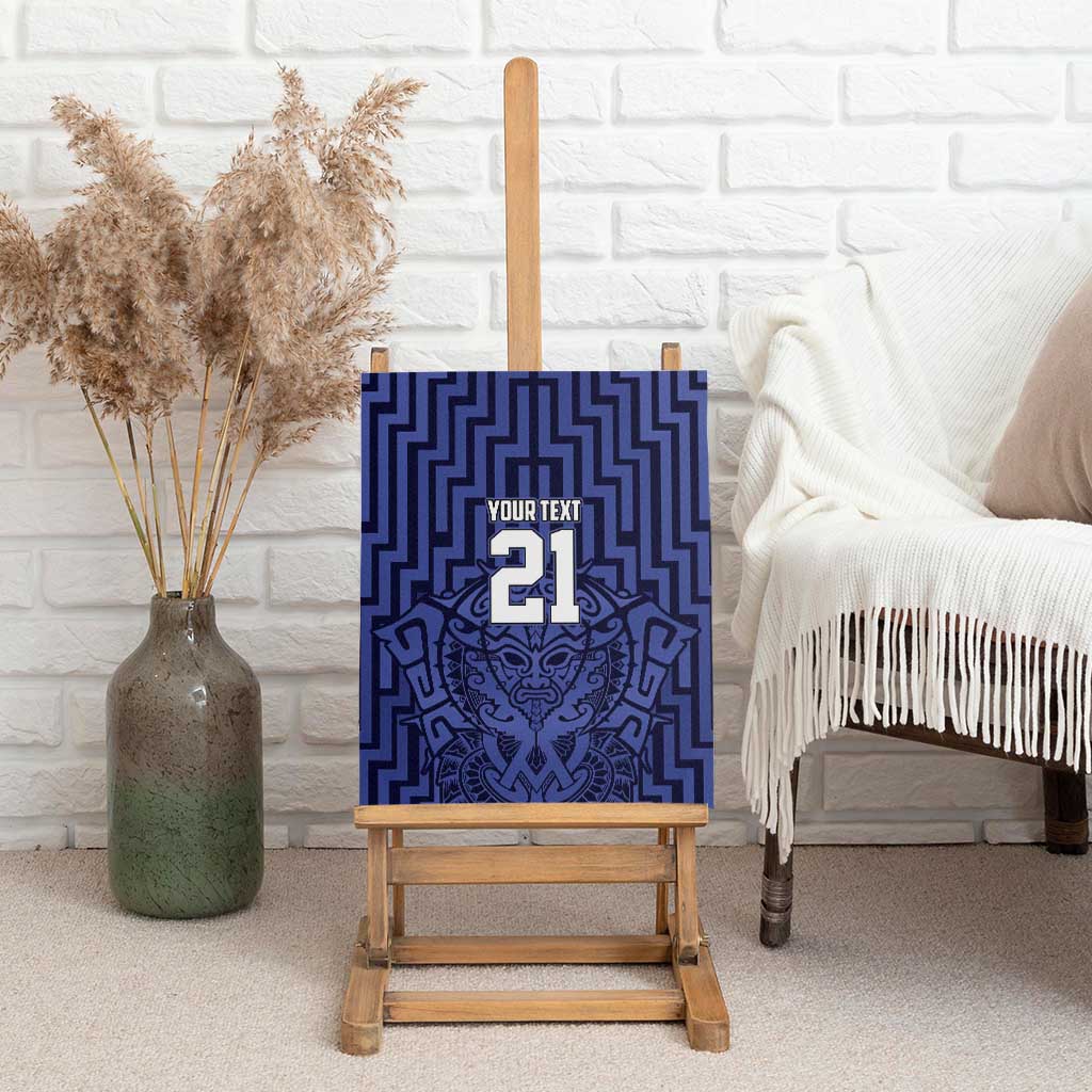 Custom Basketball New Zealand Canvas Wall Art Blue Maori Ta Moko Indigenous LT9 - Polynesian Pride