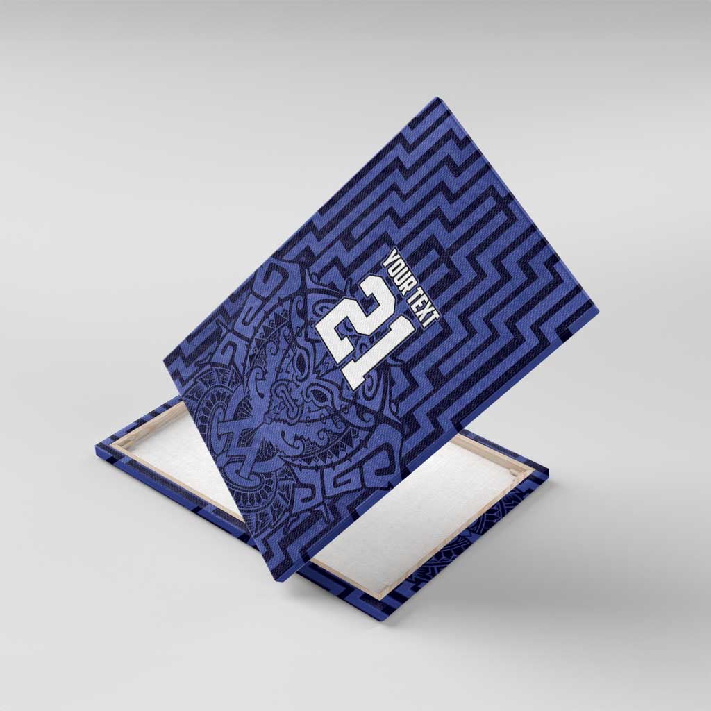 Custom Basketball New Zealand Canvas Wall Art Blue Maori Ta Moko Indigenous LT9 With Frame Blue - Polynesian Pride