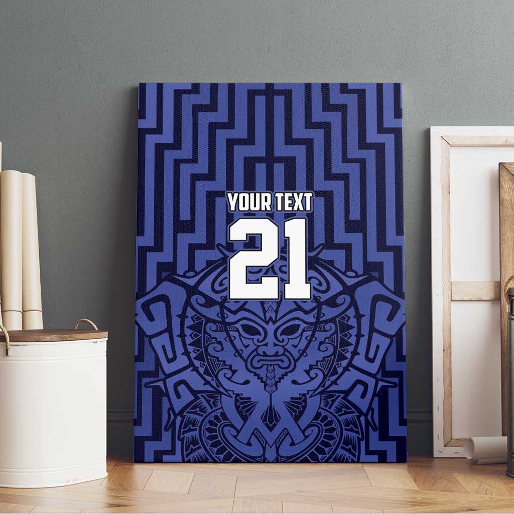 Custom Basketball New Zealand Canvas Wall Art Blue Maori Ta Moko Indigenous LT9 - Polynesian Pride