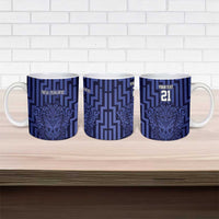 Custom Basketball New Zealand Ceramic Mug Blue Maori Ta Moko Indigenous - Polynesian Pride