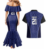 Custom Basketball New Zealand Couples Matching Mermaid Dress and Hawaiian Shirt Blue Maori Ta Moko Indigenous - Polynesian Pride