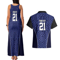 Custom Basketball New Zealand Couples Matching Tank Maxi Dress and Hawaiian Shirt Blue Maori Ta Moko Indigenous - Polynesian Pride