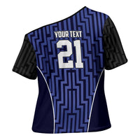 Custom Basketball New Zealand Cross Shoulder Shirt Blue Maori Ta Moko Indigenous - Polynesian Pride