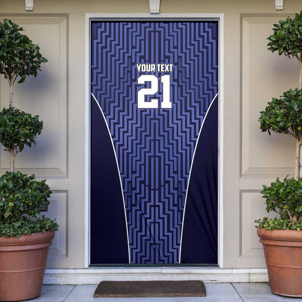 Custom Basketball New Zealand Door Cover Blue Maori Ta Moko Indigenous - Polynesian Pride