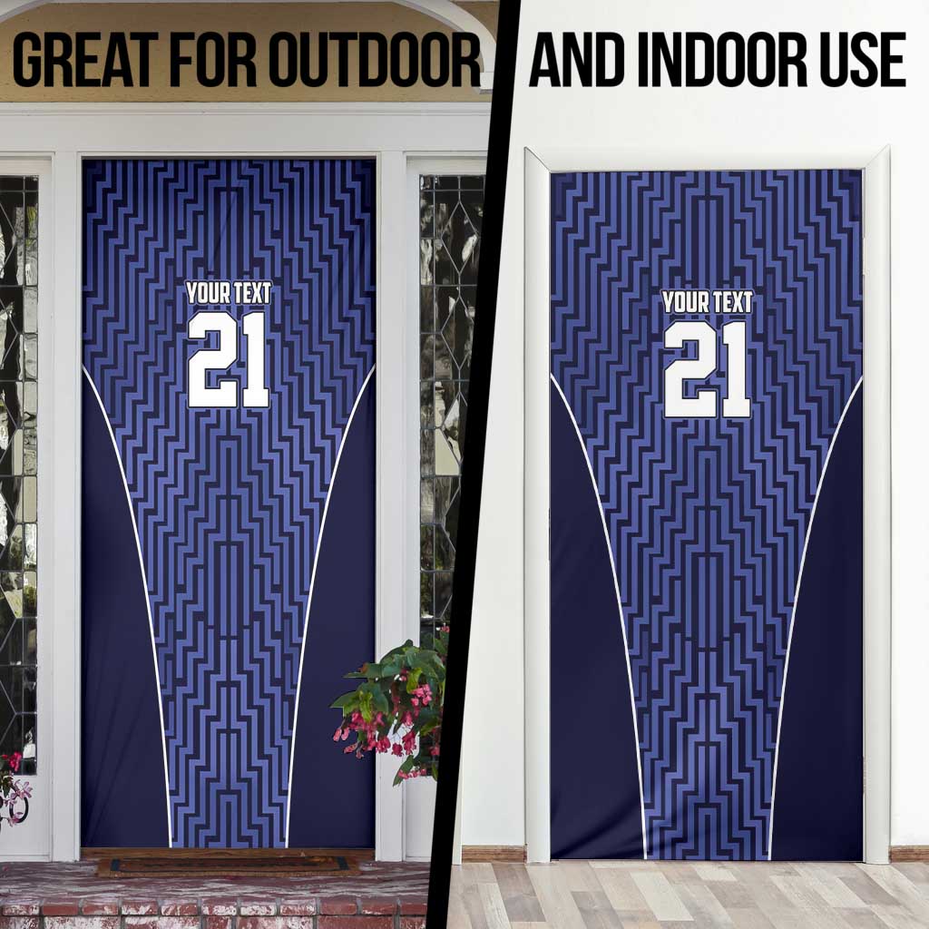 Custom Basketball New Zealand Door Cover Blue Maori Ta Moko Indigenous - Polynesian Pride