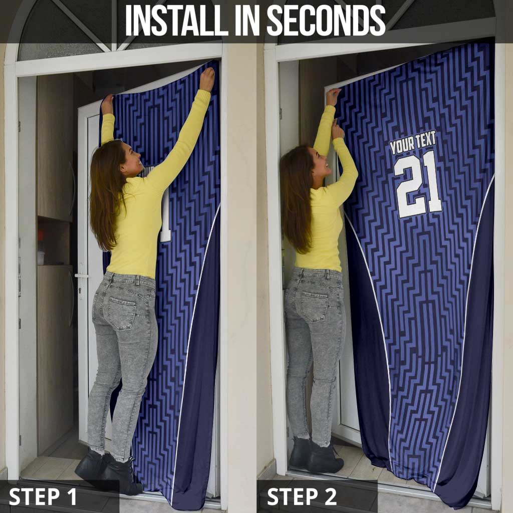 Custom Basketball New Zealand Door Cover Blue Maori Ta Moko Indigenous - Polynesian Pride