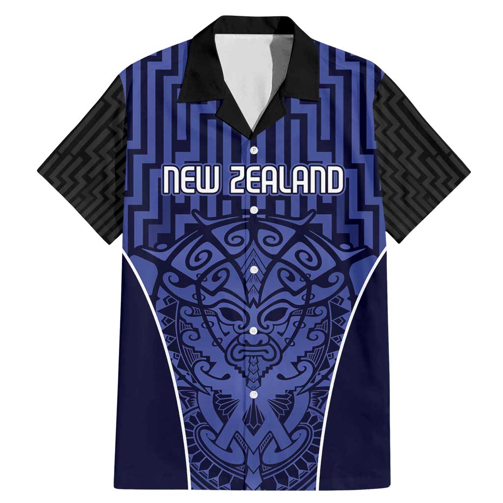 Custom Basketball New Zealand Family Matching Mermaid Dress and Hawaiian Shirt Blue Maori Ta Moko Indigenous - Polynesian Pride