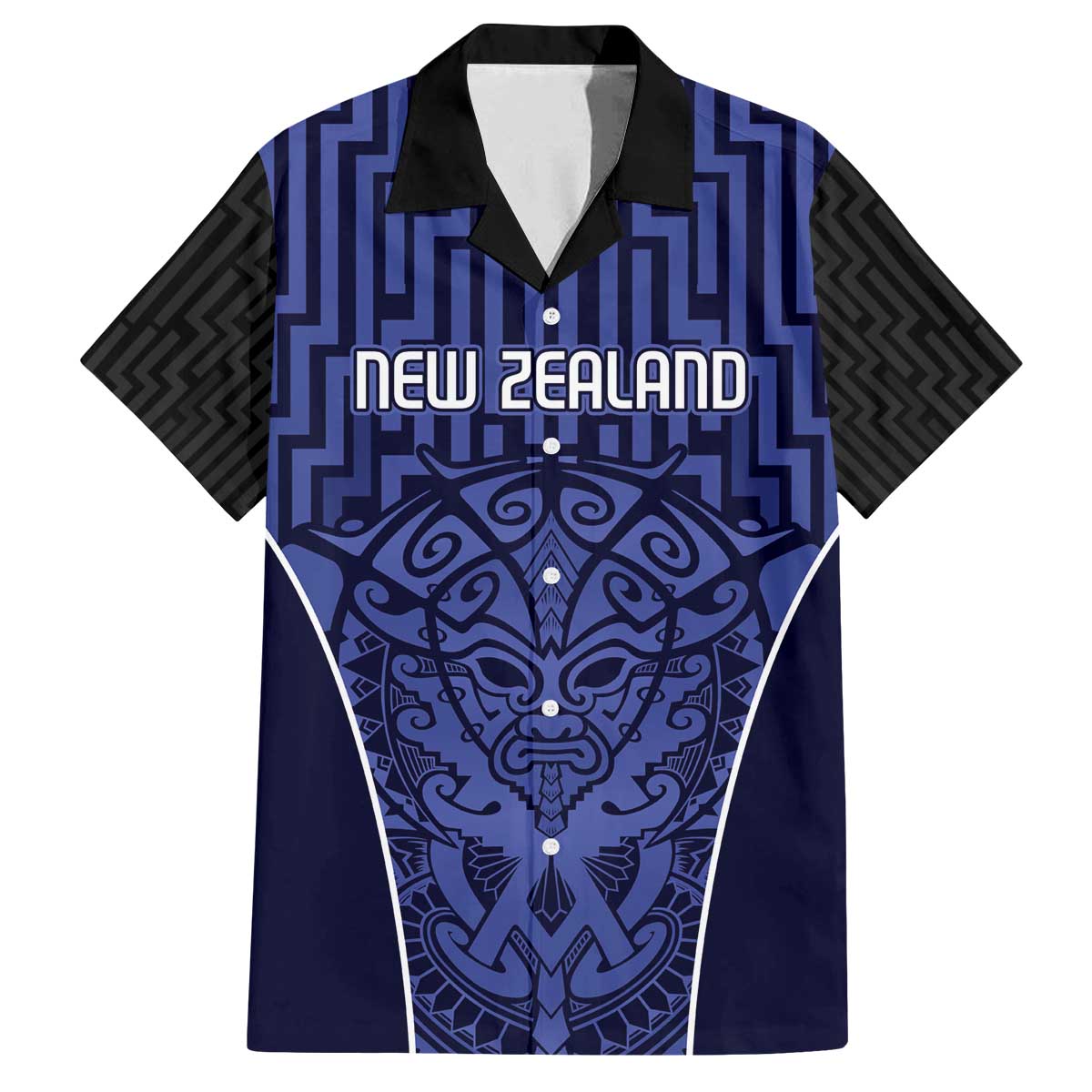 Custom Basketball New Zealand Family Matching Off The Shoulder Long Sleeve Dress and Hawaiian Shirt Blue Maori Ta Moko Indigenous - Polynesian Pride