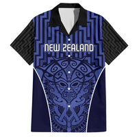 Custom Basketball New Zealand Family Matching Short Sleeve Bodycon Dress and Hawaiian Shirt Blue Maori Ta Moko Indigenous - Polynesian Pride
