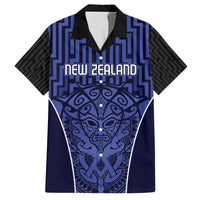 Custom Basketball New Zealand Family Matching Summer Maxi Dress and Hawaiian Shirt Blue Maori Ta Moko Indigenous - Polynesian Pride