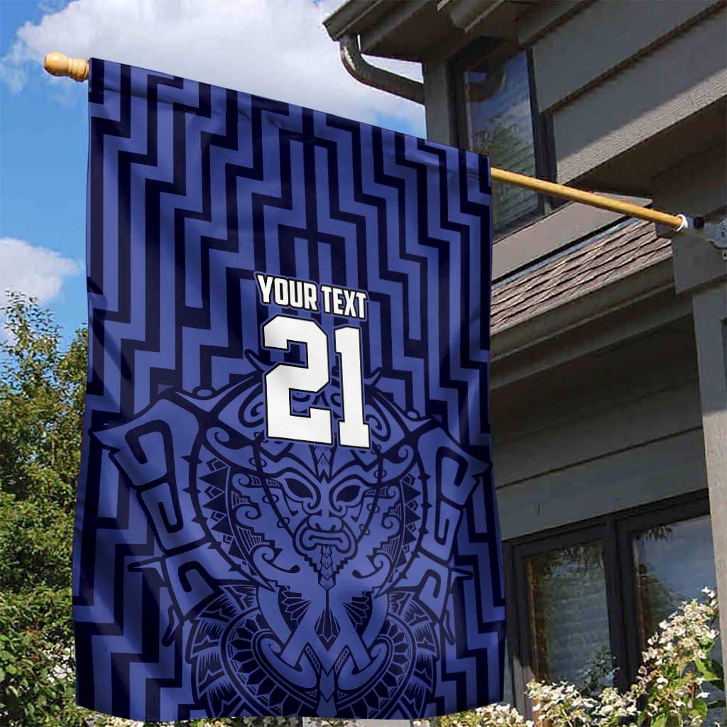 Custom Basketball New Zealand Garden Flag Blue Maori Ta Moko Indigenous - Polynesian Pride