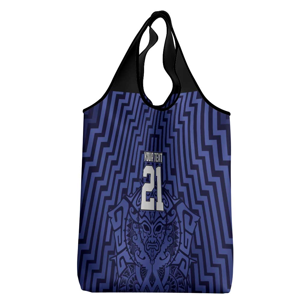 Custom Basketball New Zealand Grocery Bag Blue Maori Ta Moko Indigenous LT9 - Polynesian Pride