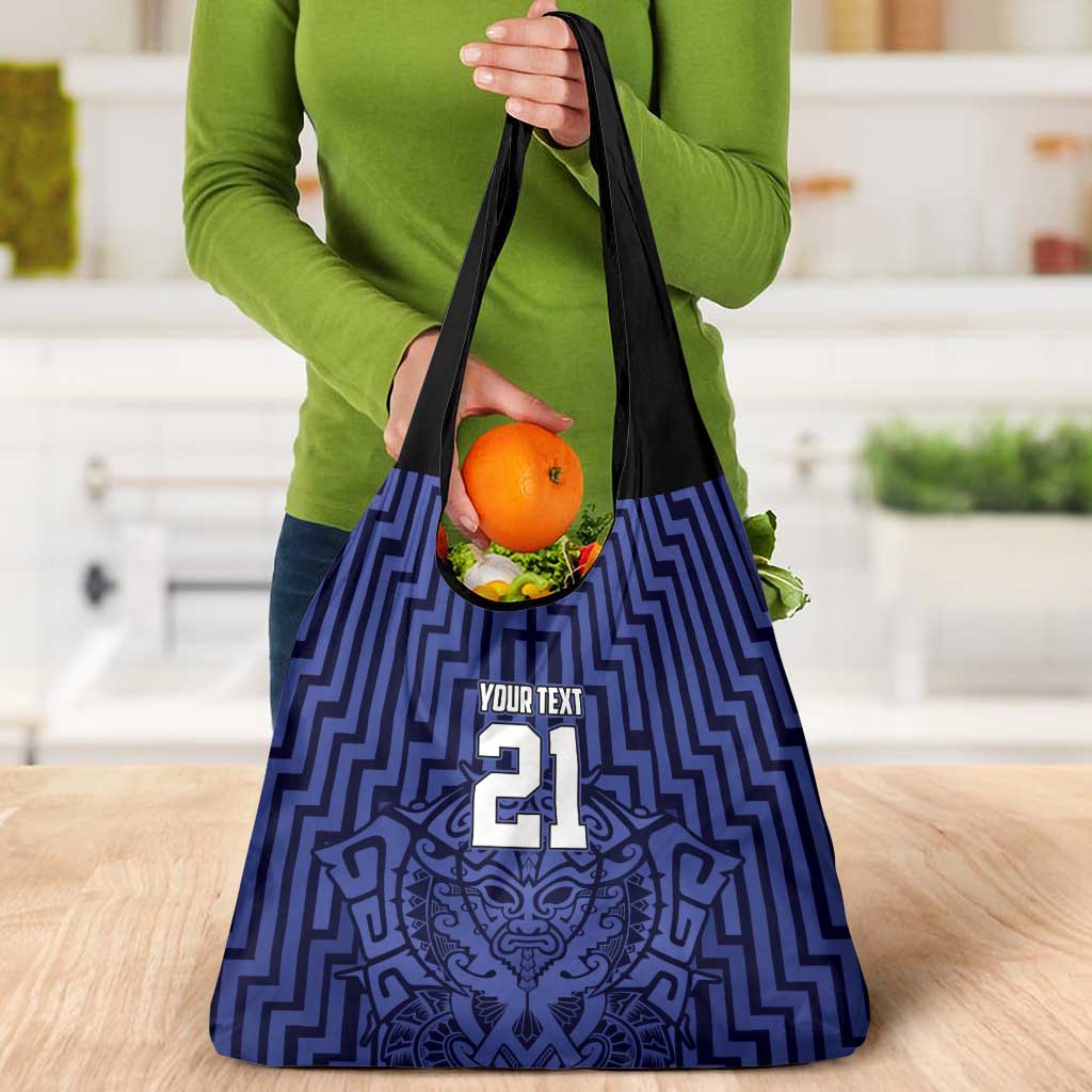 Custom Basketball New Zealand Grocery Bag Blue Maori Ta Moko Indigenous LT9 - Polynesian Pride