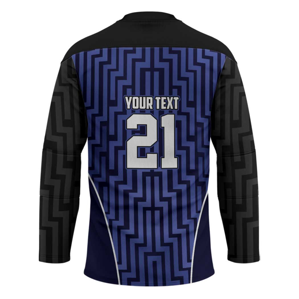 Custom Basketball New Zealand Hockey Jersey Blue Maori Ta Moko Indigenous - Polynesian Pride