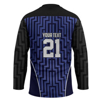 Custom Basketball New Zealand Hockey Jersey Blue Maori Ta Moko Indigenous - Polynesian Pride