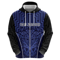 Custom Basketball New Zealand Hoodie Blue Maori Ta Moko Indigenous - Polynesian Pride