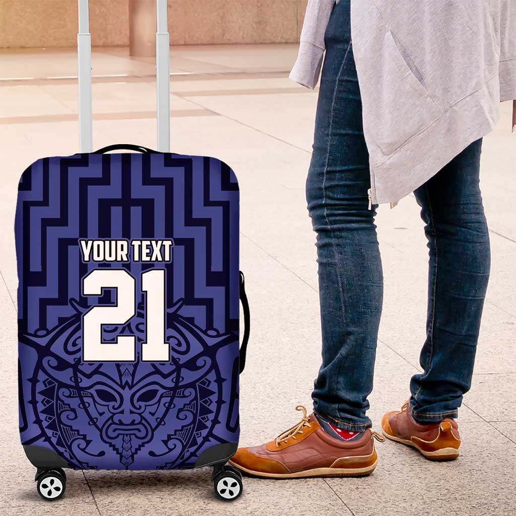Custom Basketball New Zealand Luggage Cover Blue Maori Ta Moko Indigenous - Polynesian Pride