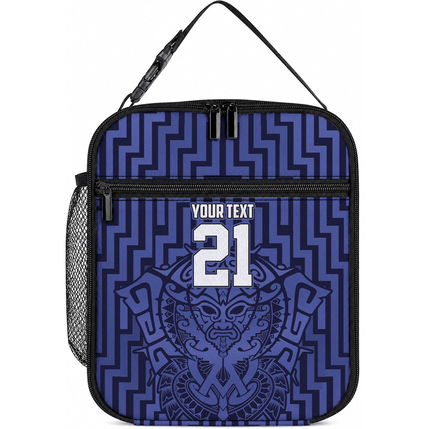 Custom Basketball New Zealand Lunch Bag Blue Maori Ta Moko Indigenous LT9 10.2 × 8.3 × 4.3 inch Blue - Polynesian Pride