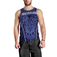 Custom Basketball New Zealand Men Tank Top Blue Maori Ta Moko Indigenous LT9 - Polynesian Pride
