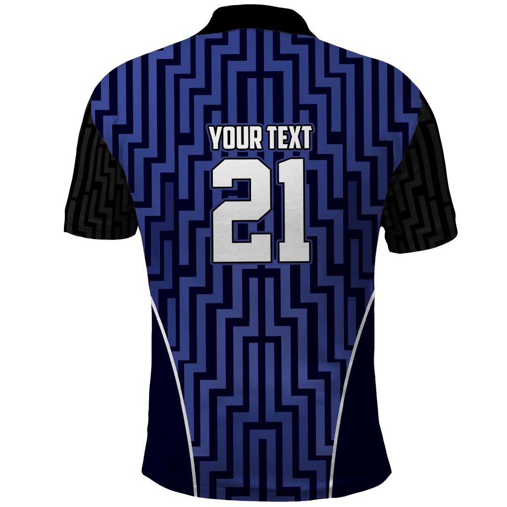 Custom Basketball New Zealand Polo Shirt Blue Maori Ta Moko Indigenous - Polynesian Pride