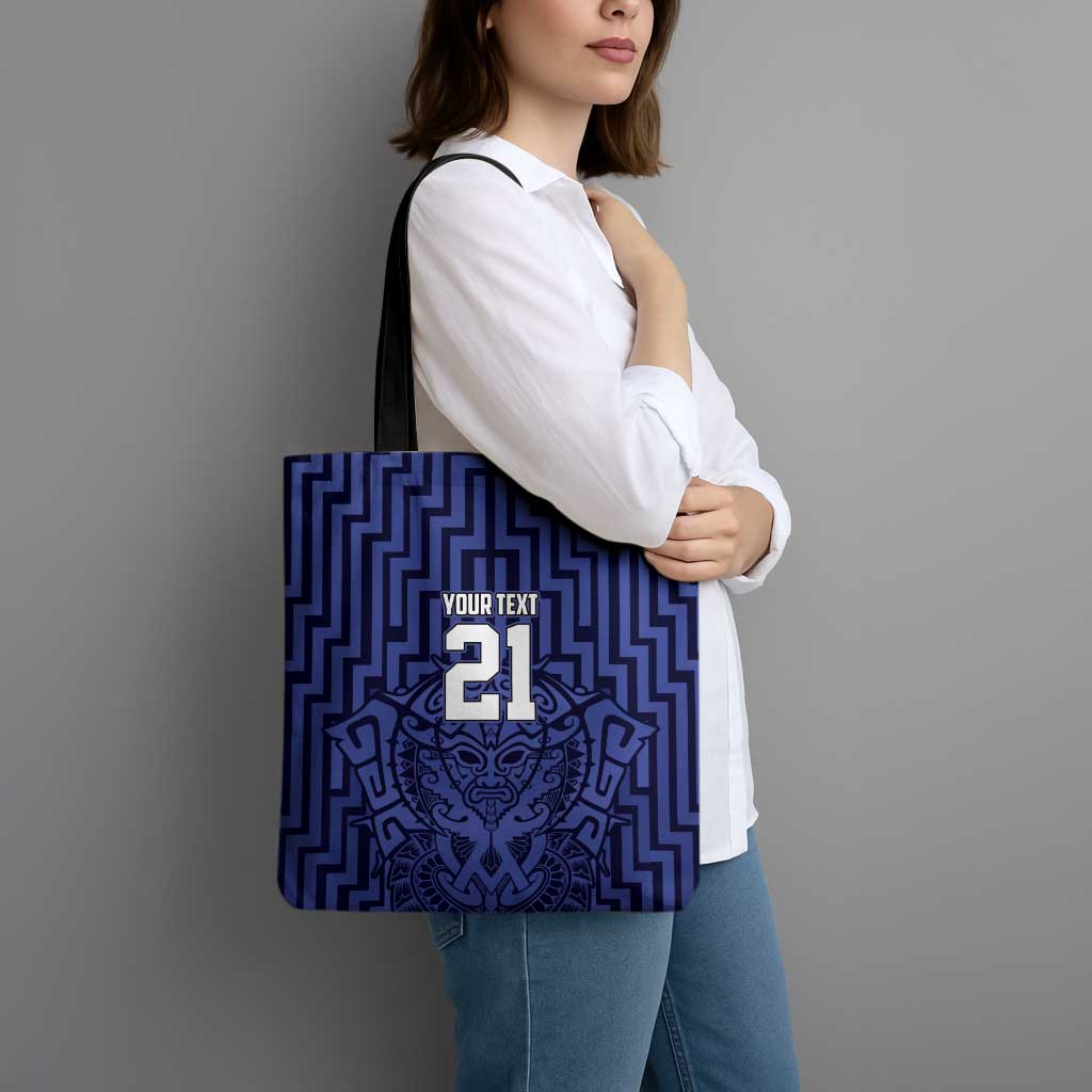 Custom Basketball New Zealand Tote Bag Blue Maori Ta Moko Indigenous LT9 - Polynesian Pride