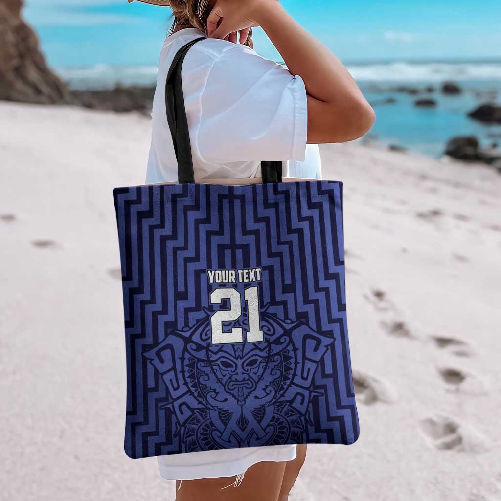 Custom Basketball New Zealand Tote Bag Blue Maori Ta Moko Indigenous LT9 - Polynesian Pride