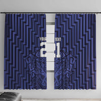 Custom Basketball New Zealand Window Curtain Blue Maori Ta Moko Indigenous - Polynesian Pride