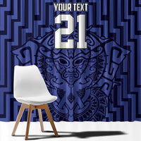 Custom Basketball New Zealand Window Curtain Blue Maori Ta Moko Indigenous - Polynesian Pride