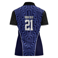 Custom Basketball New Zealand Women Polo Shirt Blue Maori Ta Moko Indigenous - Polynesian Pride
