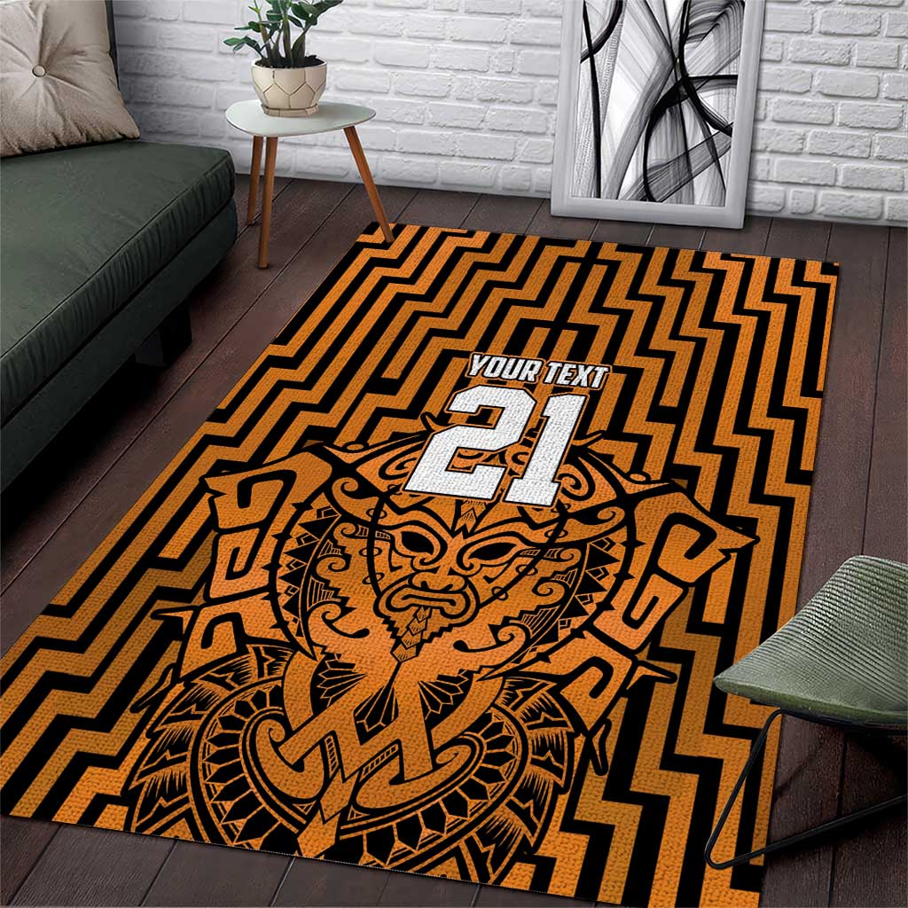 Custom Basketball New Zealand Area Rug Gold Maori Ta Moko Indigenous - Polynesian Pride