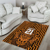 Custom Basketball New Zealand Area Rug Gold Maori Ta Moko Indigenous - Polynesian Pride