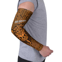 Custom Basketball New Zealand Arm Sleeves Gold Maori Ta Moko Indigenous LT9 - Polynesian Pride