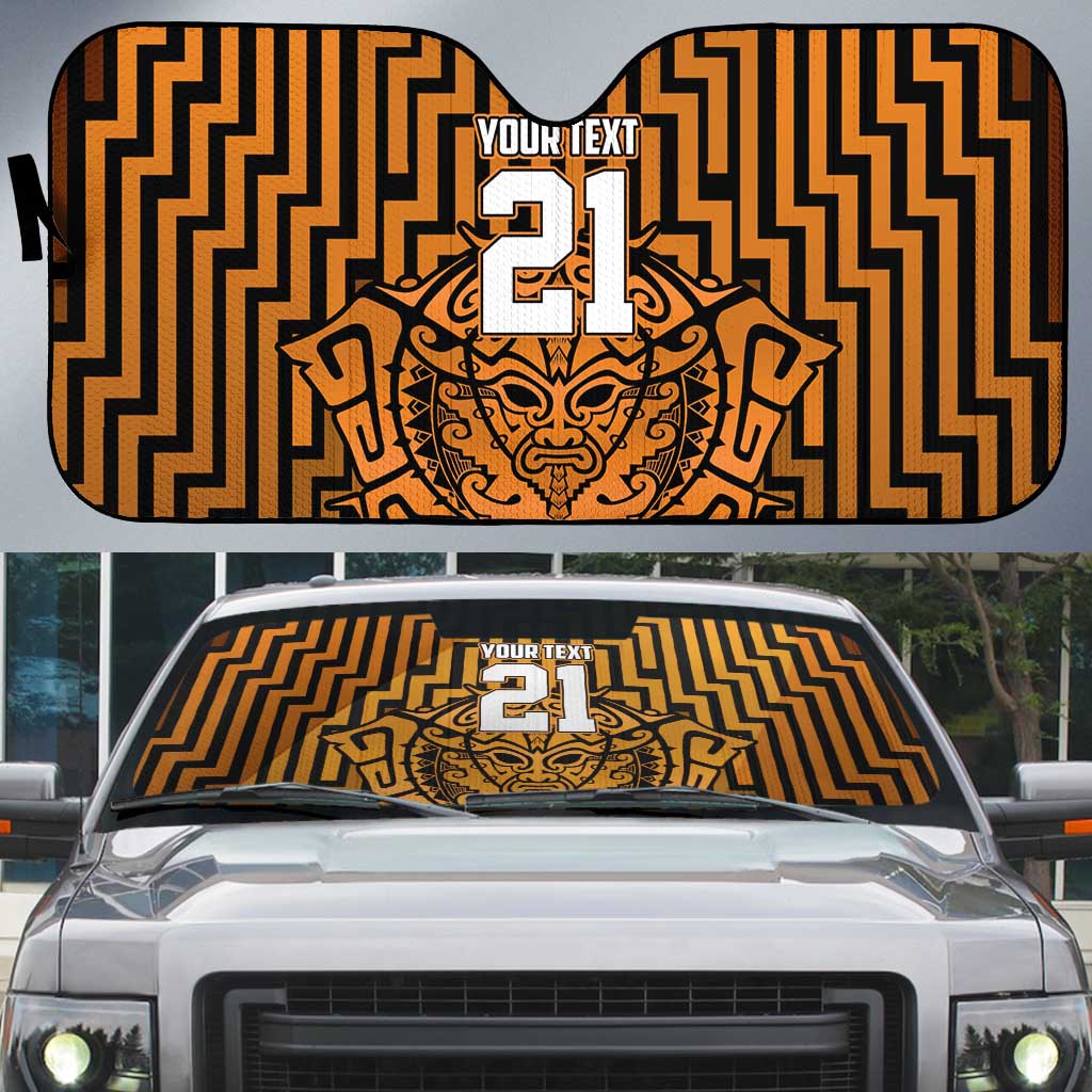 Custom Basketball New Zealand Auto Sun Shade Gold Maori Ta Moko Indigenous LT9 Gold - Polynesian Pride