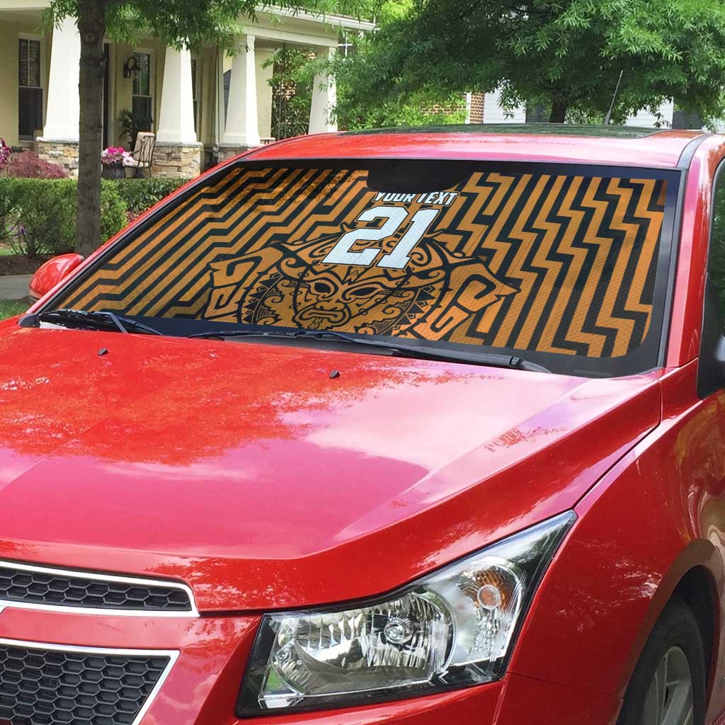 Custom Basketball New Zealand Auto Sun Shade Gold Maori Ta Moko Indigenous LT9 - Polynesian Pride