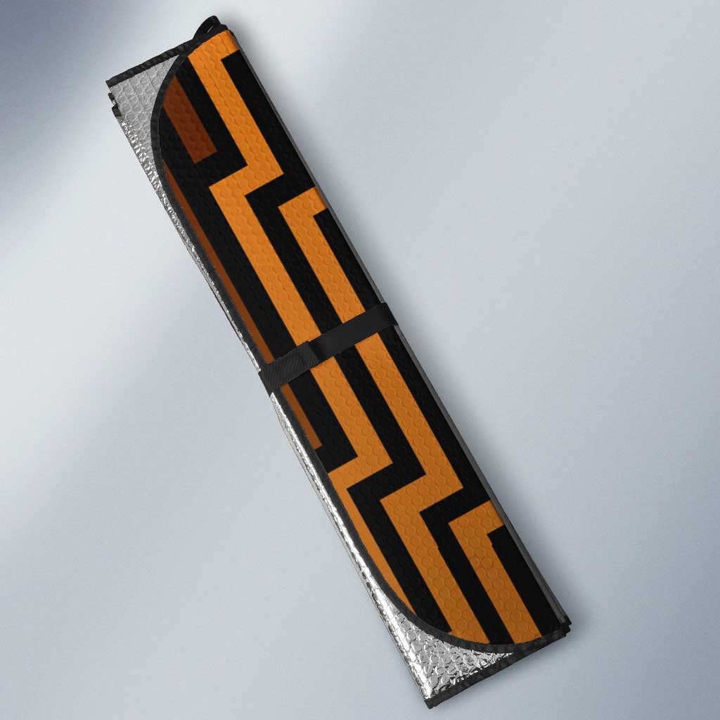 Custom Basketball New Zealand Auto Sun Shade Gold Maori Ta Moko Indigenous LT9 - Polynesian Pride