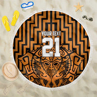 Custom Basketball New Zealand Beach Blanket Gold Maori Ta Moko Indigenous LT9 One Size 150cm Gold - Polynesian Pride
