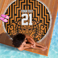 Custom Basketball New Zealand Beach Blanket Gold Maori Ta Moko Indigenous LT9 - Polynesian Pride