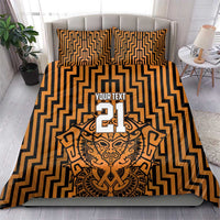 Custom Basketball New Zealand Bedding Set Gold Maori Ta Moko Indigenous - Polynesian Pride