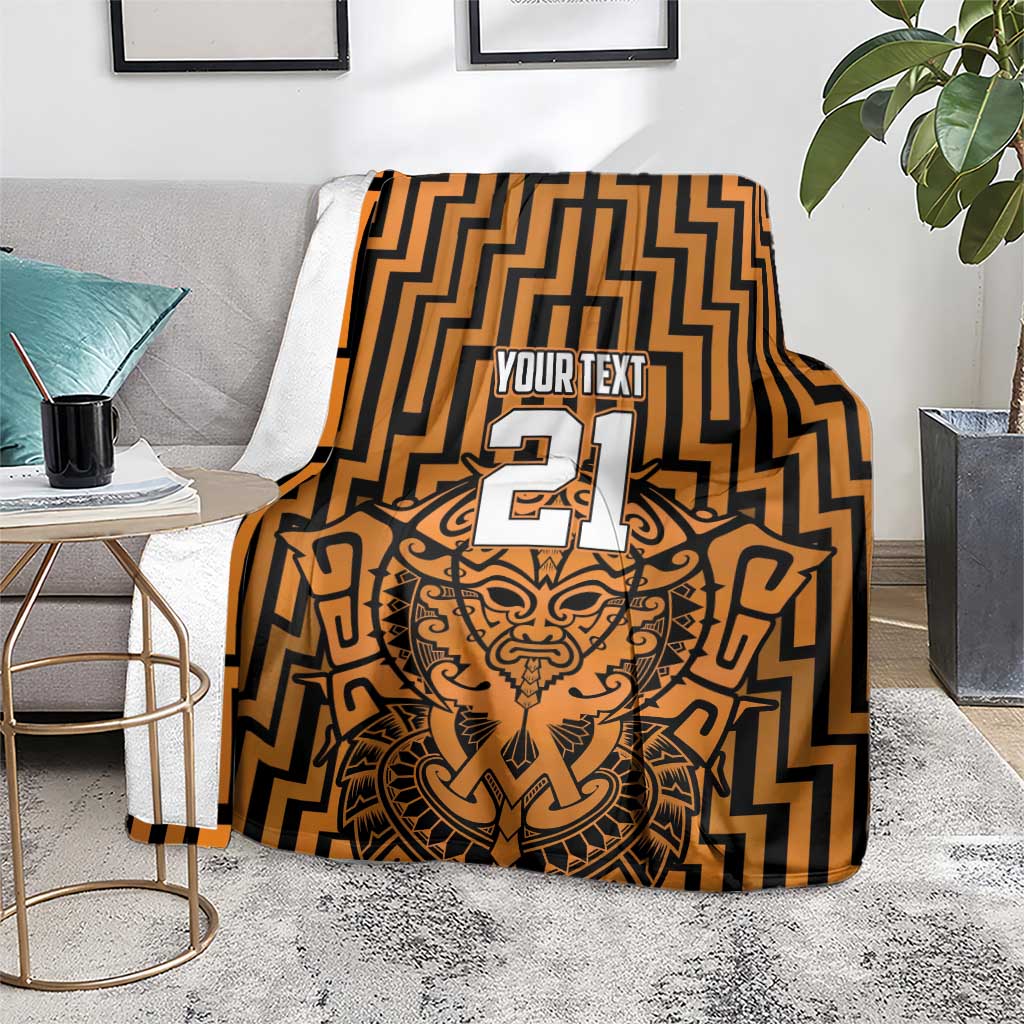 Custom Basketball New Zealand Blanket Gold Maori Ta Moko Indigenous - Polynesian Pride