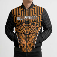 Custom Basketball New Zealand Bomber Puffer Jacket Gold Maori Ta Moko Indigenous LT9 - Polynesian Pride