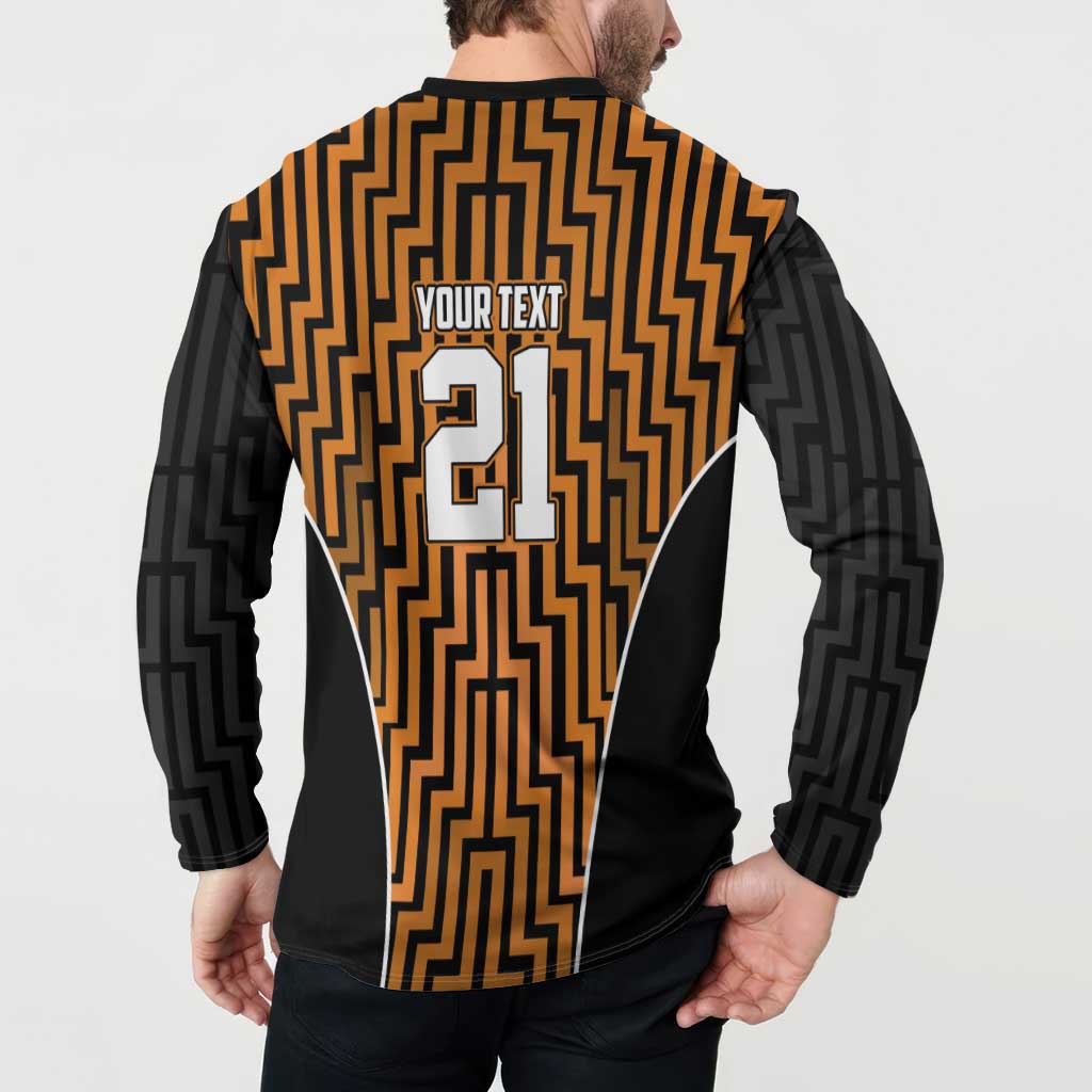 Custom Basketball New Zealand Button Sweatshirt Gold Maori Ta Moko Indigenous LT9 - Polynesian Pride