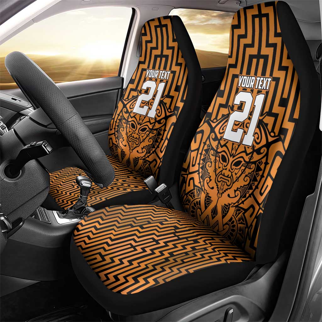 Custom Basketball New Zealand Car Seat Cover Gold Maori Ta Moko Indigenous - Polynesian Pride