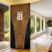 Custom Basketball New Zealand Door Cover Gold Maori Ta Moko Indigenous - Polynesian Pride