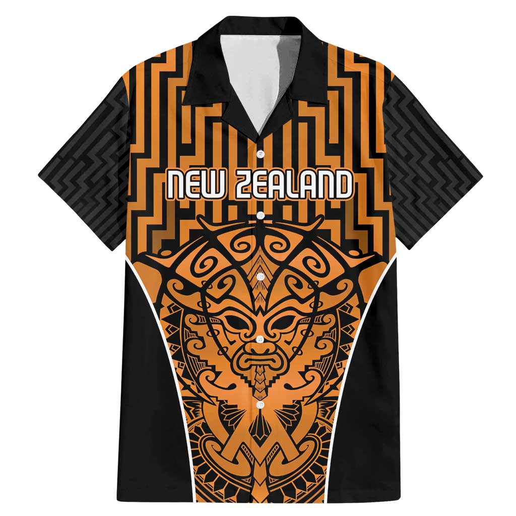Custom Basketball New Zealand Family Matching Mermaid Dress and Hawaiian Shirt Gold Maori Ta Moko Indigenous - Polynesian Pride