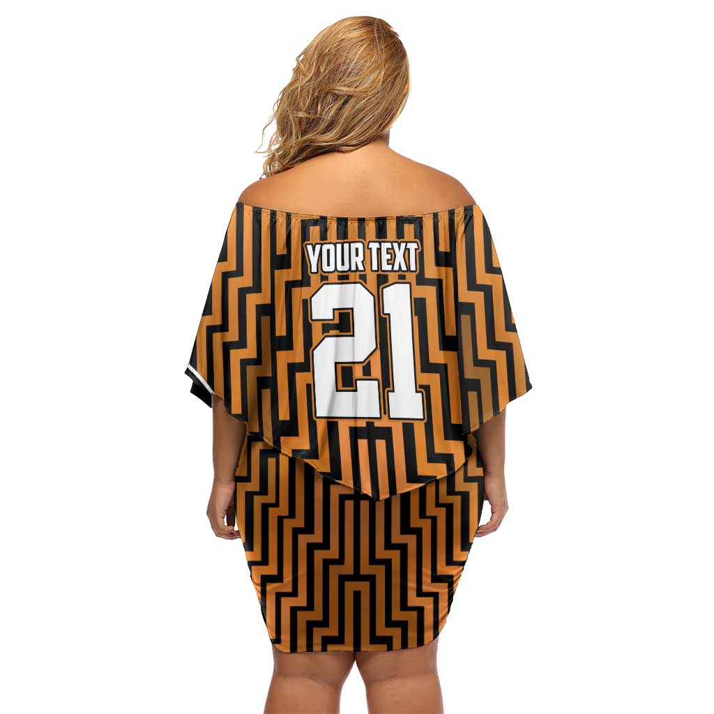 Custom Basketball New Zealand Family Matching Off Shoulder Short Dress and Hawaiian Shirt Gold Maori Ta Moko Indigenous - Polynesian Pride
