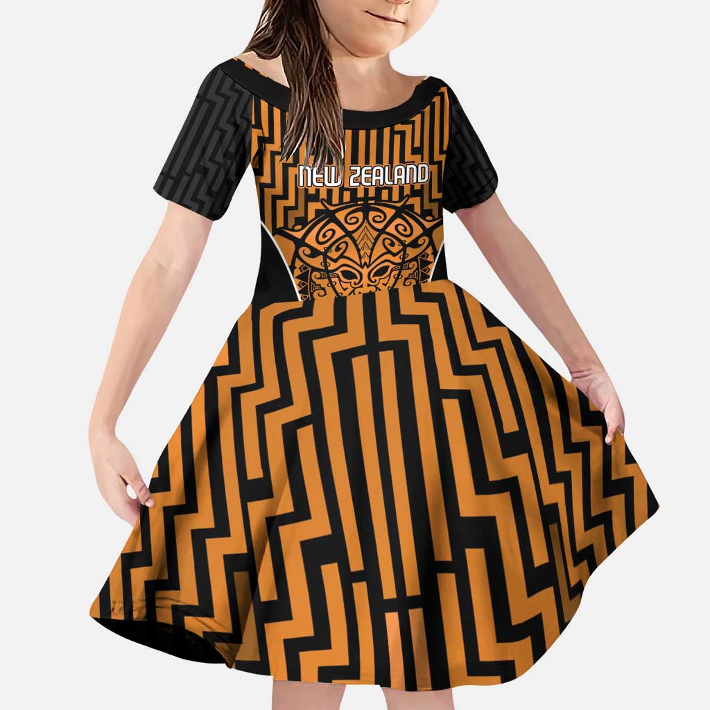 Custom Basketball New Zealand Family Matching Puletasi and Hawaiian Shirt Gold Maori Ta Moko Indigenous - Polynesian Pride